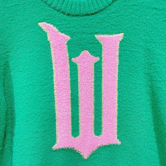 WICKED x Target Graphic Logo Sweater Green Pink Paul Tazewell NWT Womens XS - Picture 3 of 9
